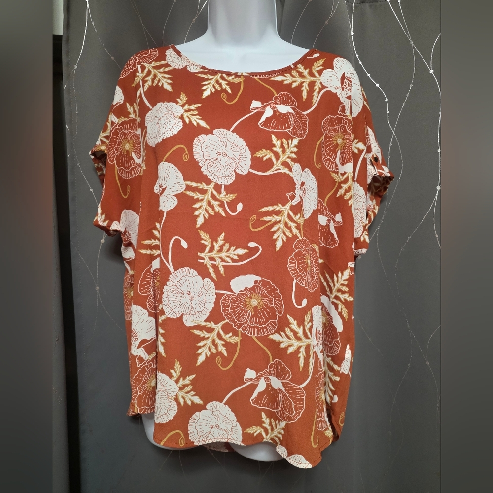 Maurices Terracotta and Cream Floral Top